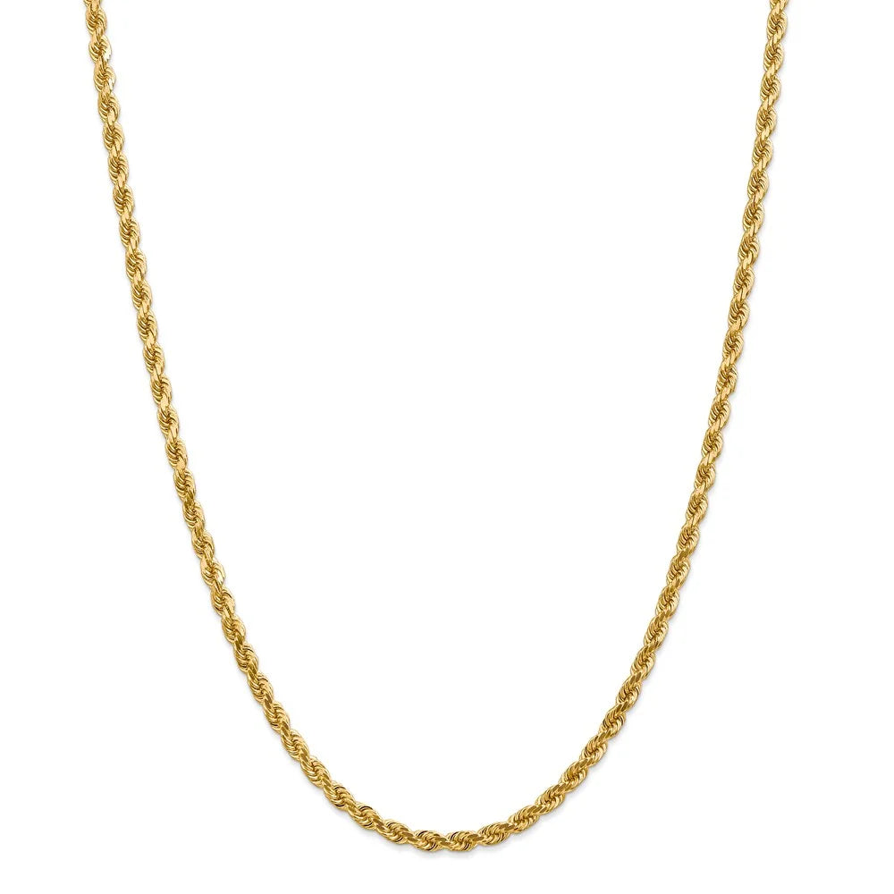 14kt Yellow Gold 4mm Diamond Cut Rope Chain with Lobster Clasp, 30 inch G720