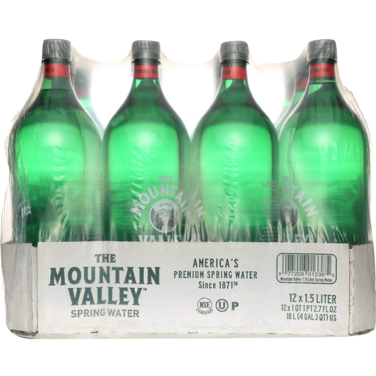 1.5 Liter Flat Cap Pet Bottle Spring Water - 12 per case J975