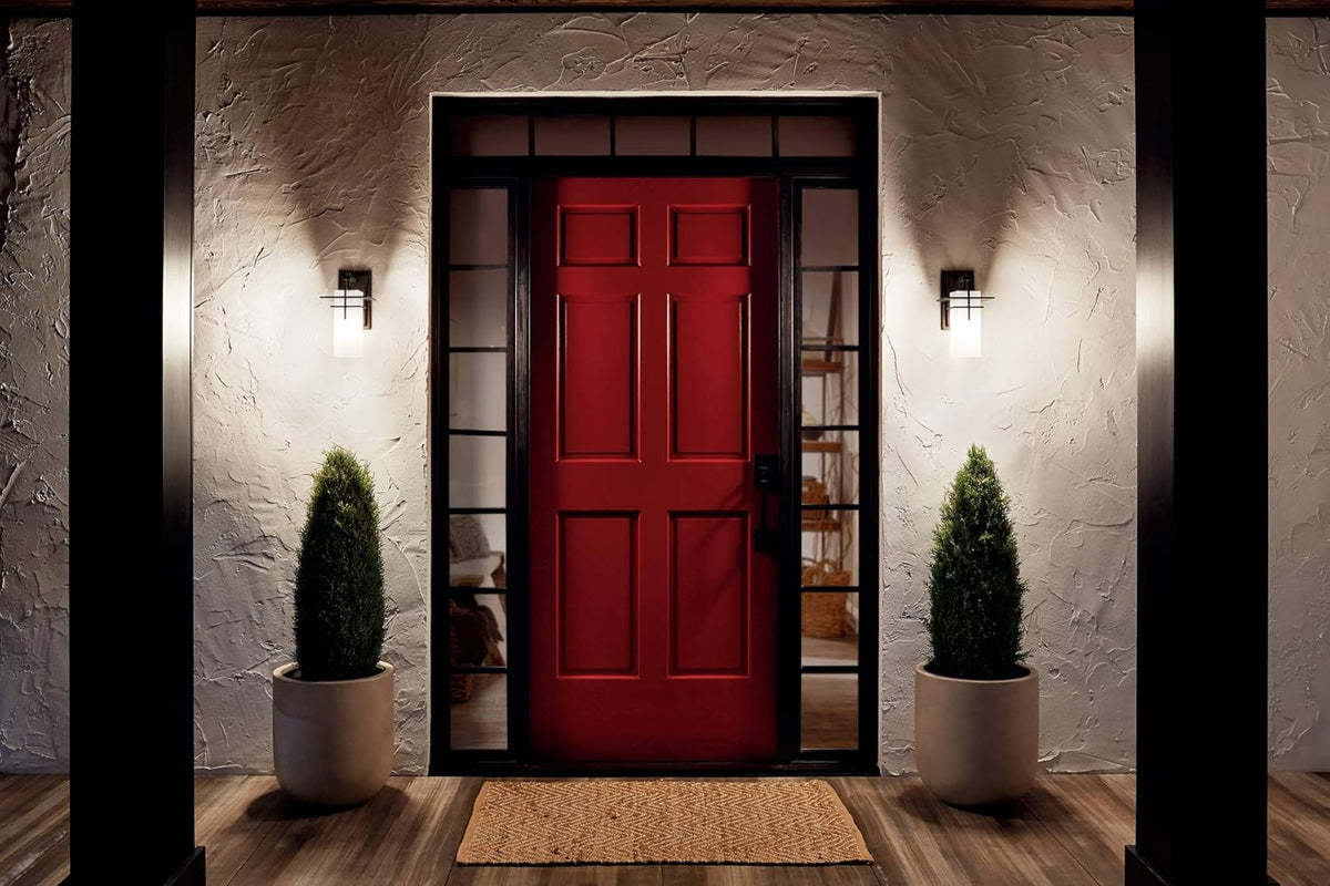 1 Light Outdoor Wall Light with Satin Etched Cased Opal Glass Y473