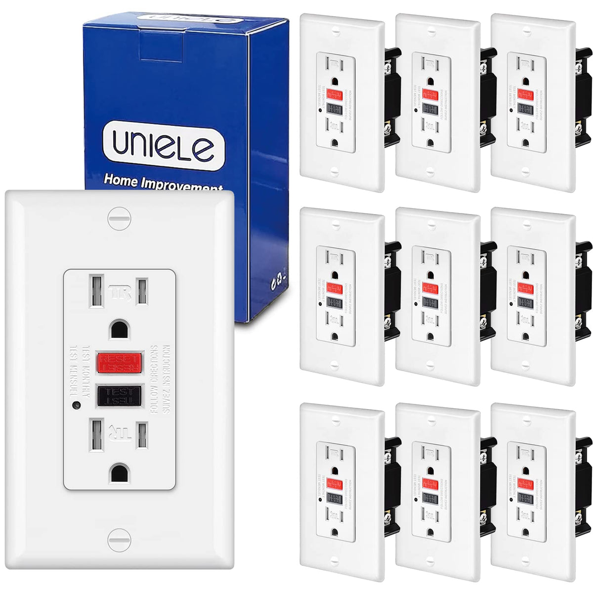 10 Pack 15 Amp Tamper-Resistant GFCI Outlet M6531