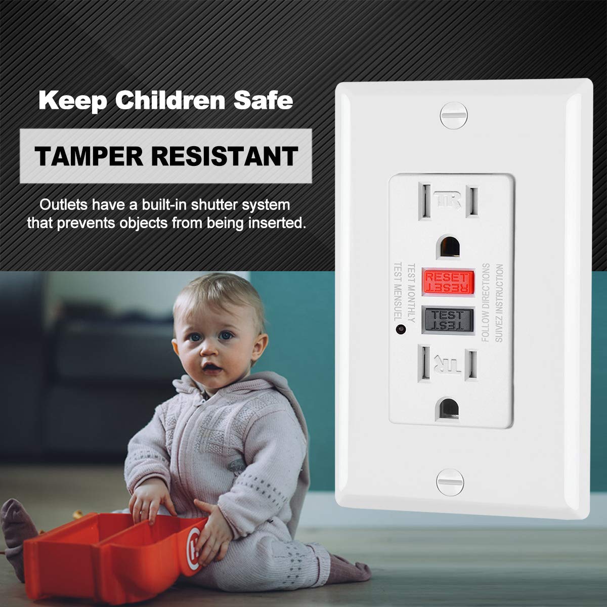 10 Pack 15 Amp Tamper-Resistant GFCI Outlet M6531