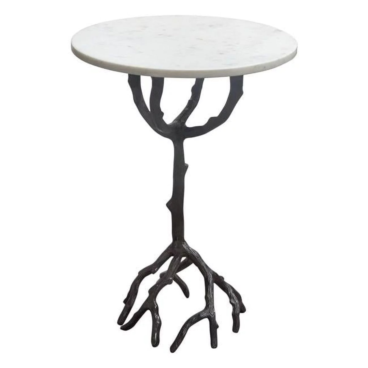 Birch Round Accent Table with Marble Top P16090