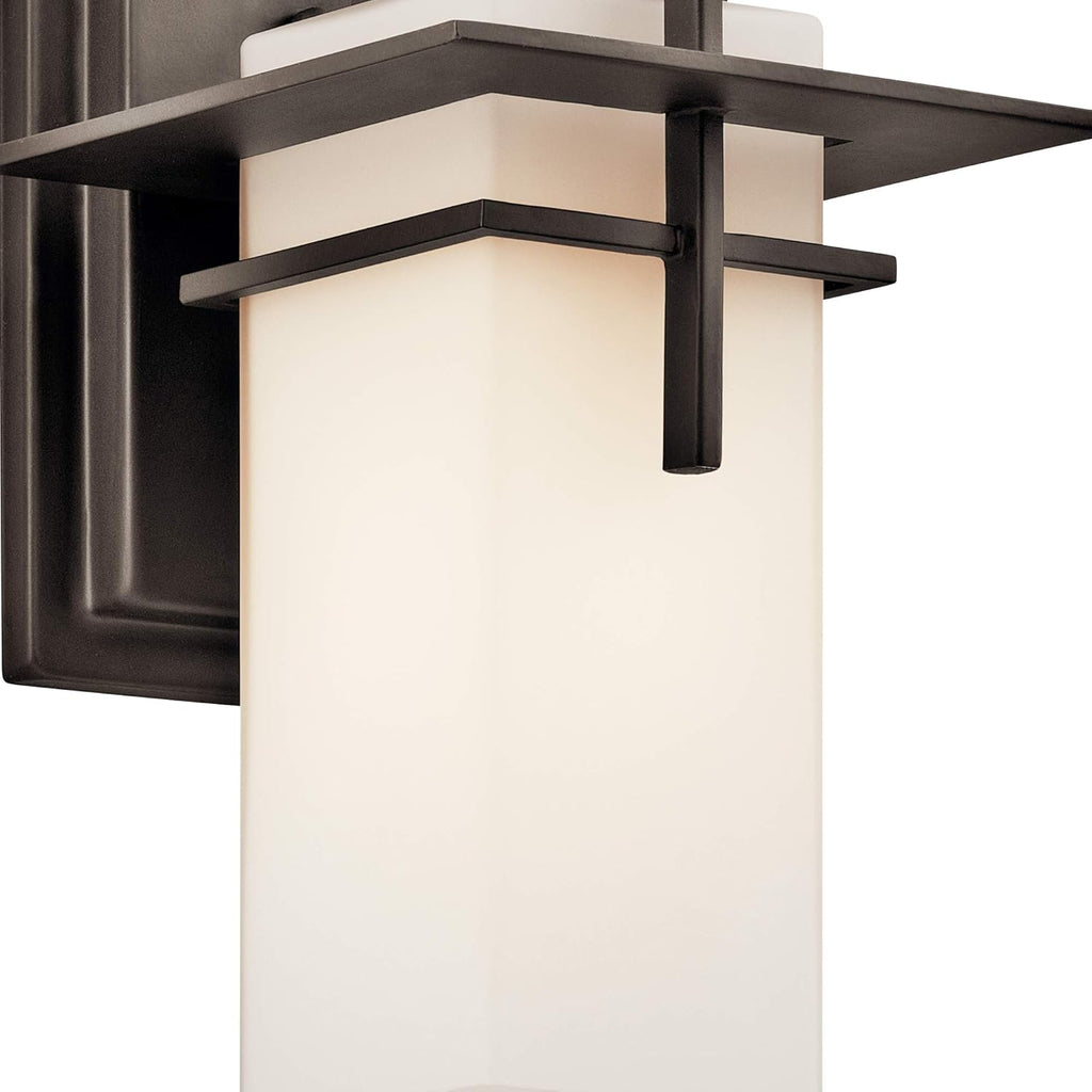 1 Light Outdoor Wall Light with Satin Etched Cased Opal Glass Y473