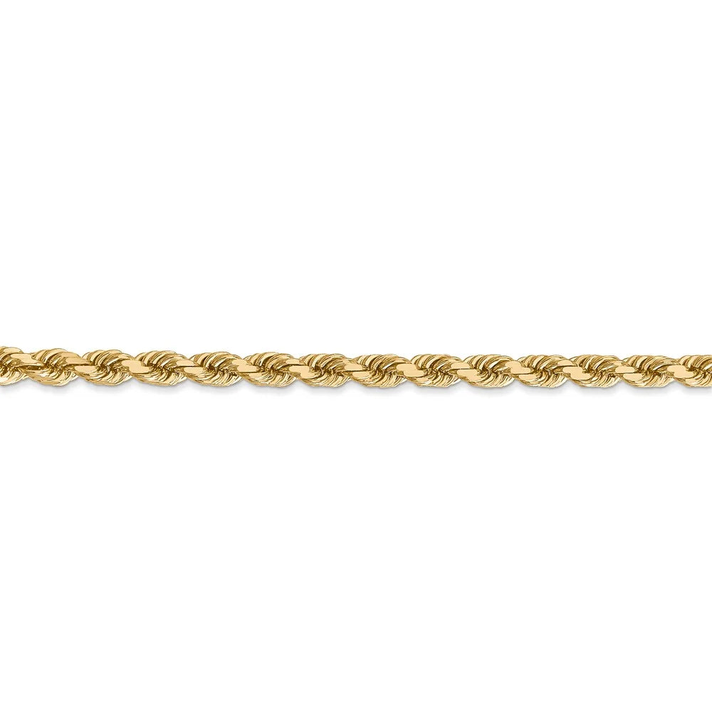 14kt Yellow Gold 4mm Diamond Cut Rope Chain with Lobster Clasp, 30 inch G720