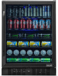 24 Beverage Refrigerator Cooler - 177 Can Capacity - Black Stainless Steel with Glass Door N693