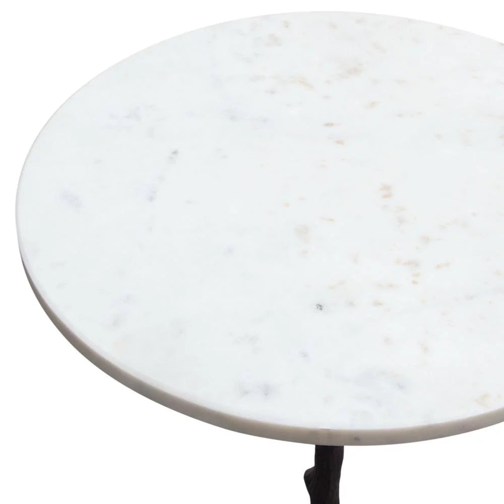 Birch Round Accent Table with Marble Top P16090
