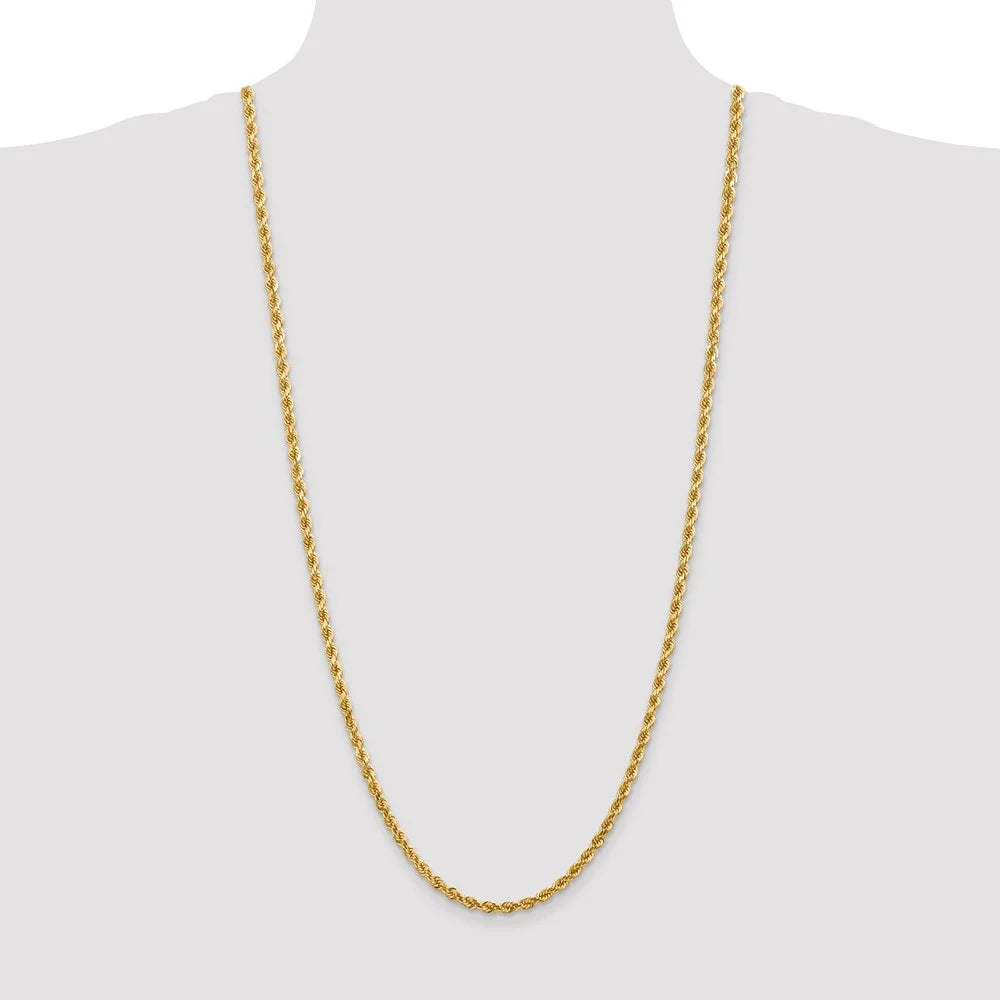 14kt Yellow Gold 4mm Diamond Cut Rope Chain with Lobster Clasp, 30 inch G720